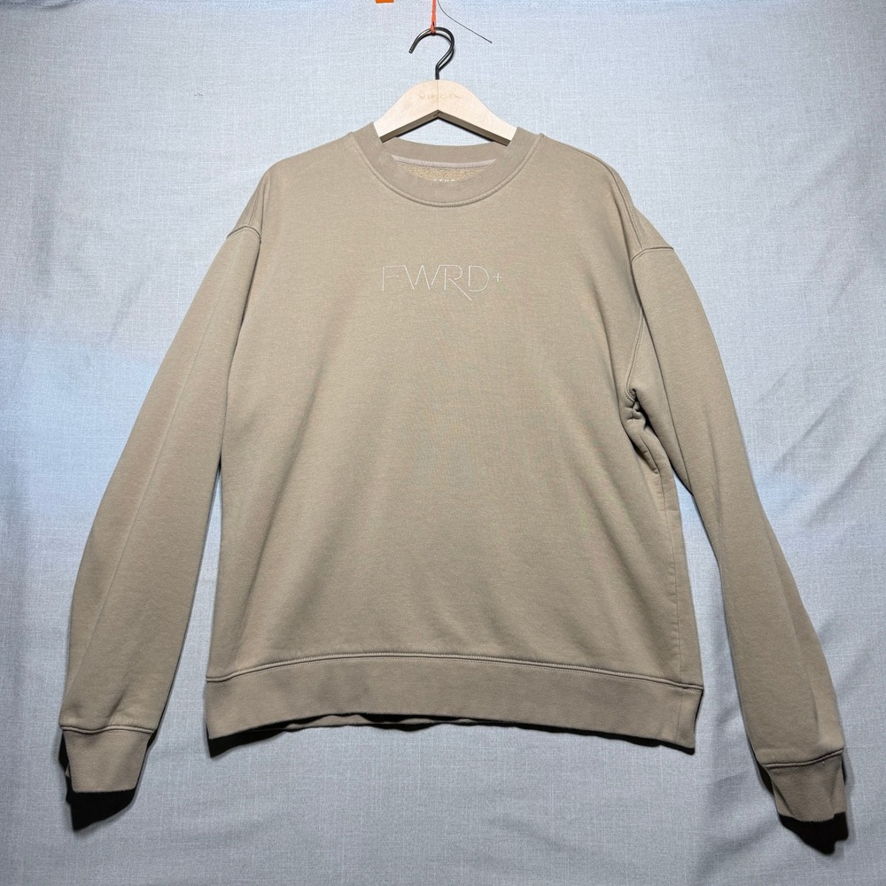 Ethos Sweatshirt Mens Medium Tan LS FWRD+ Collective Wellness Graphic Pullover
